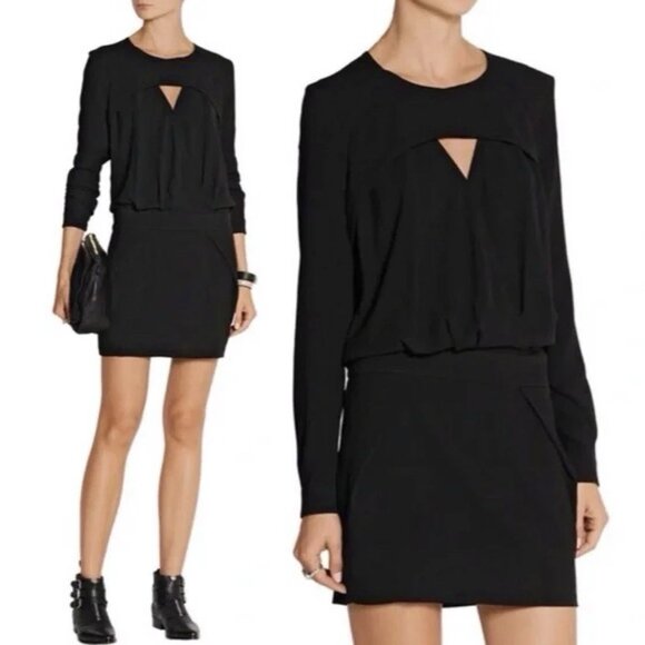 IRO Adelina Layered Keyhole Cut Out Front Cocktail Dress Black Size FR 38 / US 6 - Picture 1 of 11